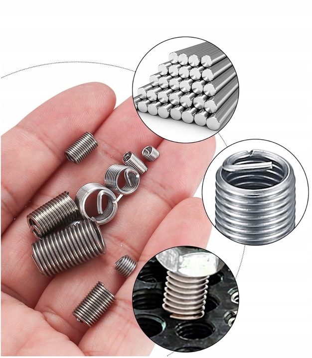 ZESTAW NAPRAWCZY GWINTÓW DRUCIANYCH WKŁADKI GWINTOWANE M3 M4 M5 M6 M8 x200