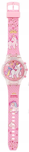 zegarek dziecięcy OBROTOWY dla dziewczynki UNICORN jednorożec MUSIC ŚWIATŁO
