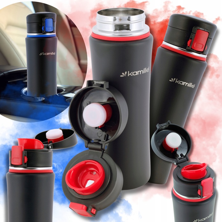 KUBEK TERMICZNY TERMOS STALOWY 100% SZCZELNY pojemny bidon KAMILLE 500 ml