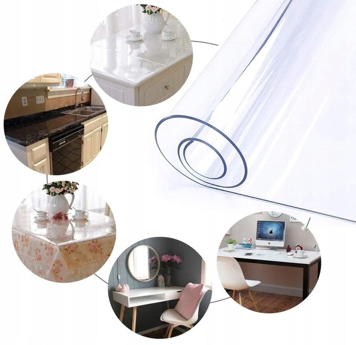 MATA OHRONNA NA STÓŁ BLAT PODKŁADKA PRZEZROCZYSTA MIĘKKIE SZKŁO 1MM 60X120