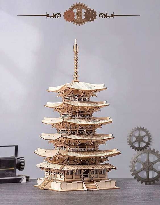 DREWNIANE PUZZLE 3D MODEL DO SKLEJANIA AZJATYCKA PAGODA
