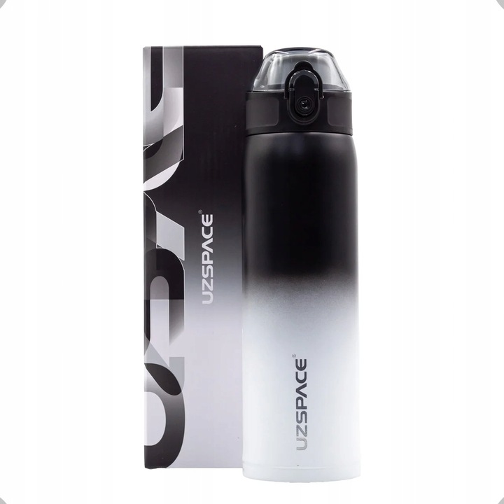 KUBEK TERMICZNY TERMOS DO KAWY HERBATY 500ML BUTELKA CZARNO-BIAŁA