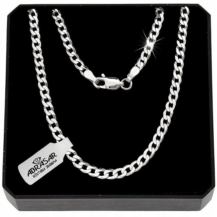 SREBRNY MĘSKI ŁAŃCUSZEK PANCERKA 035/55cm SREBRO 925 pełne DIAMENTOWANE