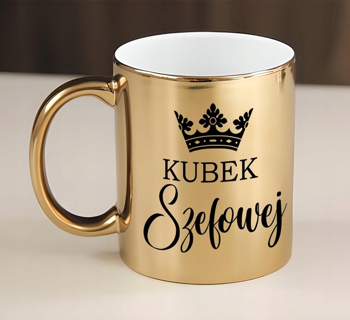 KUBEK ZŁOTY ELEGANCKI STYLOWY DLA SZEFOWEJ KUBEK SZEFA PREZENT