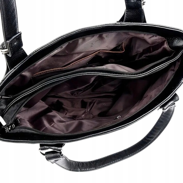 Torebka CZARNA Damska Duża A4 Miejska Pojemna Skóra Ekologiczna TORBA