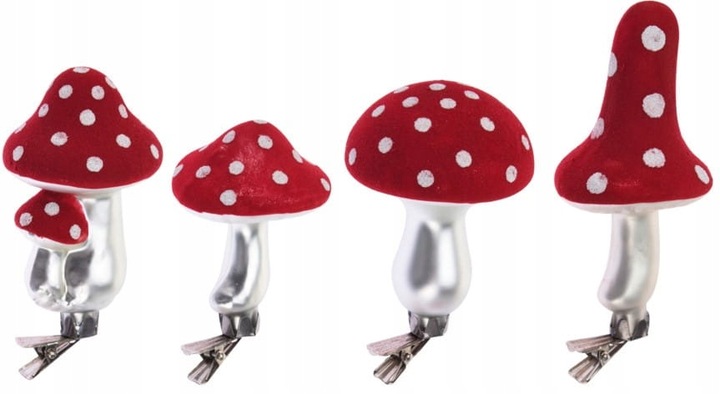 Grzybki muchomorki bombki na klipsie bombka muchomorek komplet 12 szt.