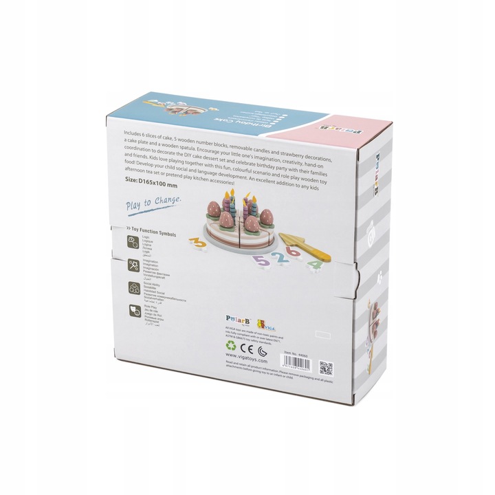 Drewniane Ciasto Tort Urodzinowy do Krojenia VIGA PolarB