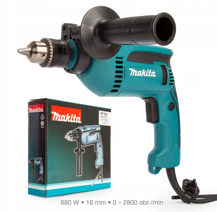 MAKITA WIERTARKA UDAROWA 680W HP1640 13mm + Zestaw Wierteł Bitów