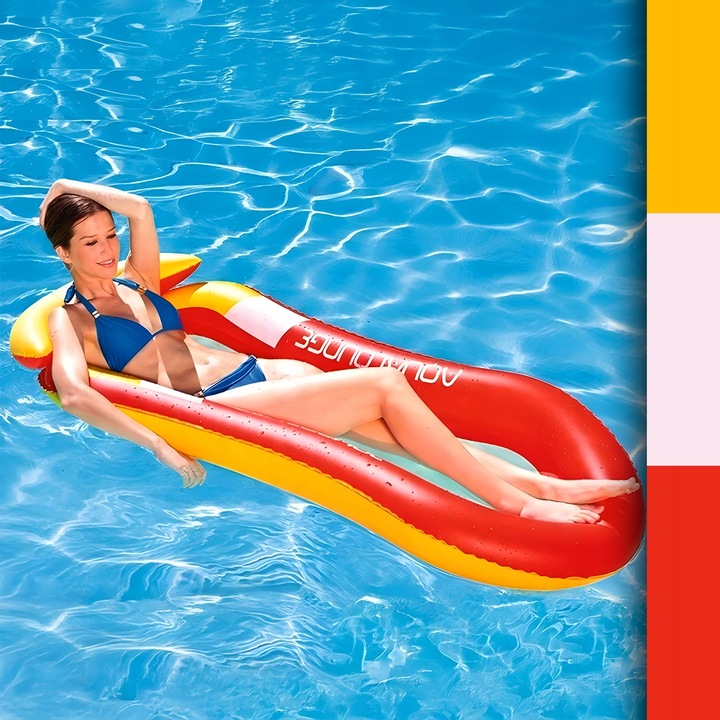 MATERAC DMUCHANY Z SIATKĄ DO PŁYWANIA LEŻAK PLAŻOWY NA BASEN HAMAK WODNY