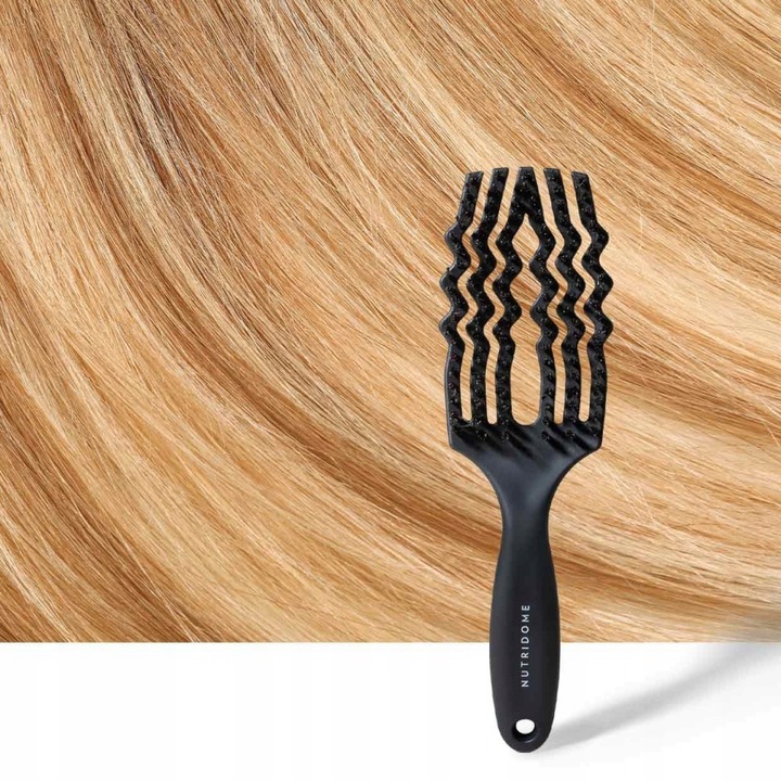 SZCZOTKA do rozczesywania włosów z NATURALNYM włosiem DZIKA masująca CZARNA