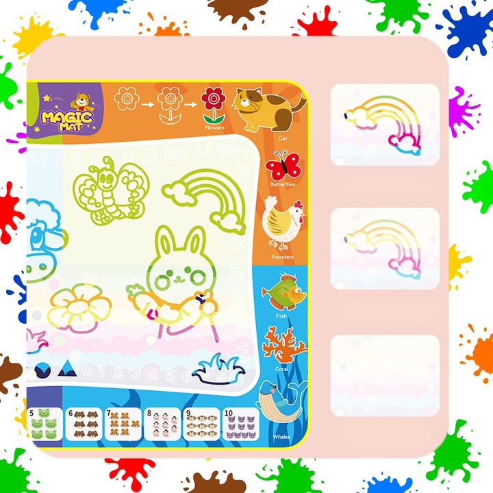 MATA WODNA DO MALOWANIA RYSOWANIA 120x90 PIECZĄTKI FORMY PISAKI ZESTAW XXL