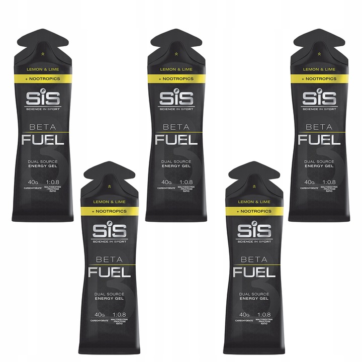 5x ŻEL ENERGETYCZNY SIS BETA FUEL + NOOTROPICS LEMON LIME 60ml WĘGLOWODANY
