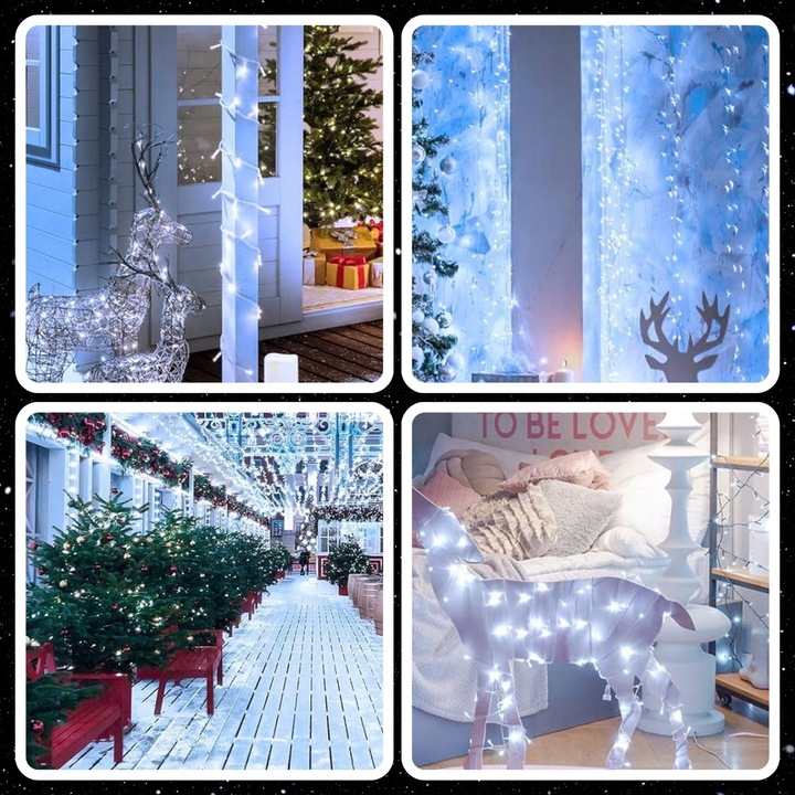 LAMPKI CHOINKOWE 1000LED 68m ZEWNĘTRZNE WEWNĘTRZNE BIAŁE ZIMNE ŚWIĄTECZNE