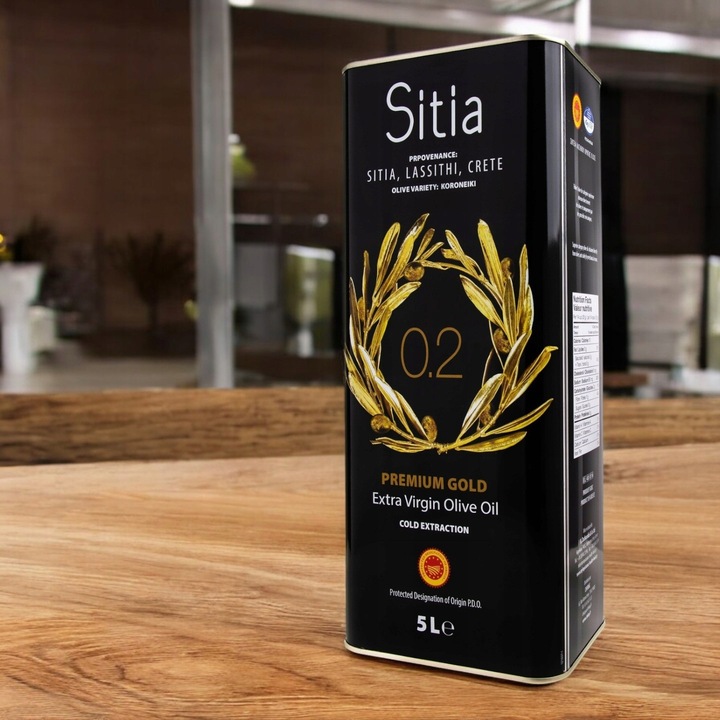 Oliwa z Oliwek Extra Virgin 5L Grecka Sitia 0,2 Puszka + Butelka na Oliwę