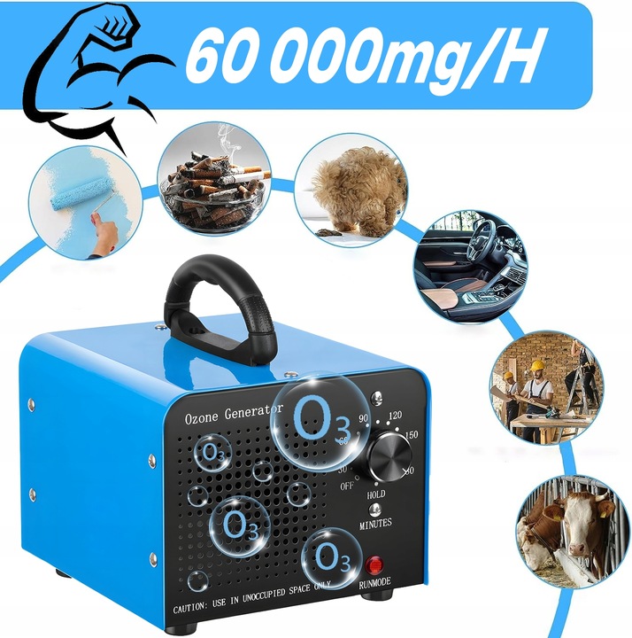 MOCNY GENERATOR OZONU Ozonator Oczyszczacz do Powietrza 60 000 MG/H 150W