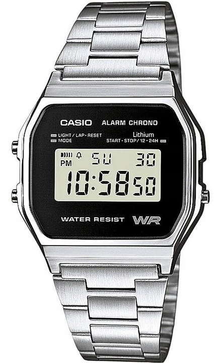 ORYGINALNY ZEGAREK VINTAGE CASIO A158WEA-1EF RETRO SPORT DIGITAL LED + BOX