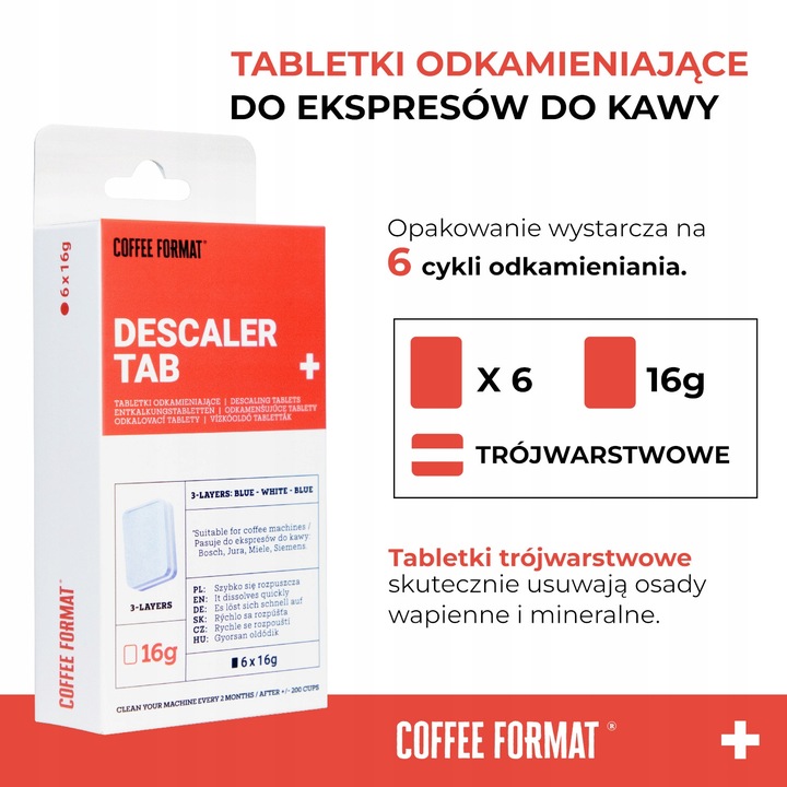 Coffee Format Odkamieniacz w tabletkach do ekspresów Jura 12 szt = 12 cykli