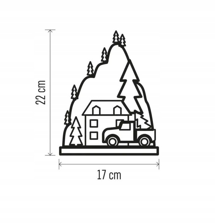 Dekoracja świąteczna LED wioska 3D 17x22 cm 2x AA timer DCWW17