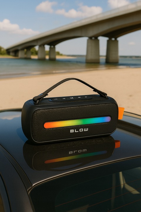 GŁOŚNIK BLUETOOTH PRZENOŚNY RADIO FM USB BEZPRZEWODOWY KARAOKE RGB MIKROFON