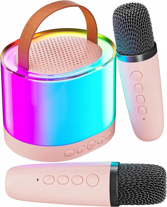 GŁOŚNIK DO KARAOKE RGB BLUETOOTH 2 MIKROFONY ZESTAW