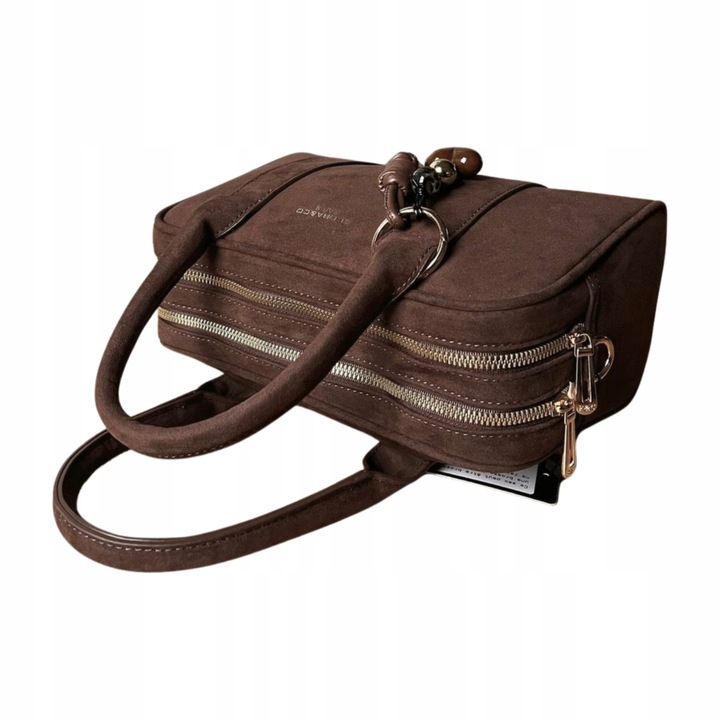 Flora&Co czekoladowa torebka zamszowa listonoszka eco skóra zamsz brąz