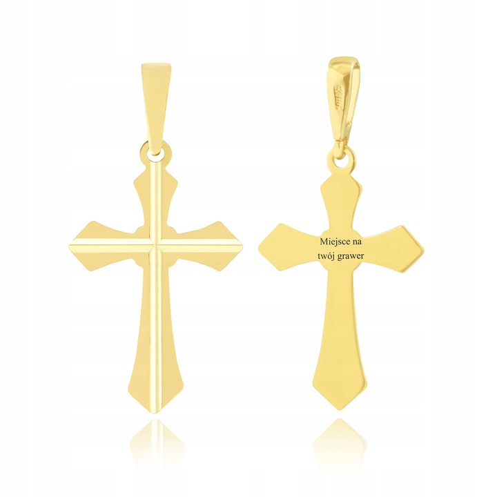 ZŁOTY ŁAŃCUSZEK KOMUNIJNY PR. 925 585 WISIOREK KRZYŻYK DLA CHŁOPCA + GRAWER