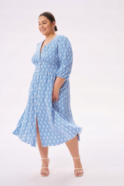 Blue shadow urocza sukienka TINA 42 niebieski wzór boho wiskoza