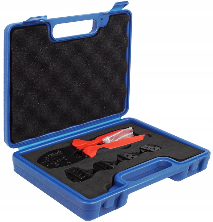 PRASKA Z WYMIENNYMI MATRYCAMI 5 MATRYC ZESTAW ZACISKARKA KONEKTORÓW TULEJEK