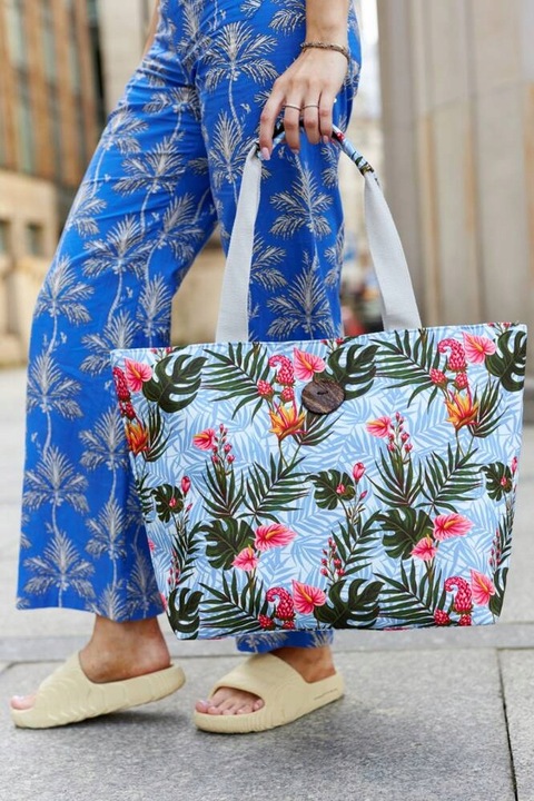 Torba Plażowa Duża Zapinana Na Zamek Torebka Shopper z Podszewką Piknik XXL