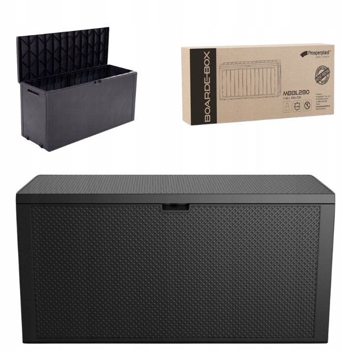 Skrzynia Ogrodowa 280L Rattan Solidna Pojemna na Taras Balkon + GRATIS