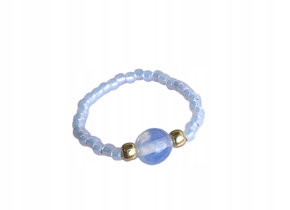 ELASTYCZNY PIERŚCIONEK KORALIKI OPAL