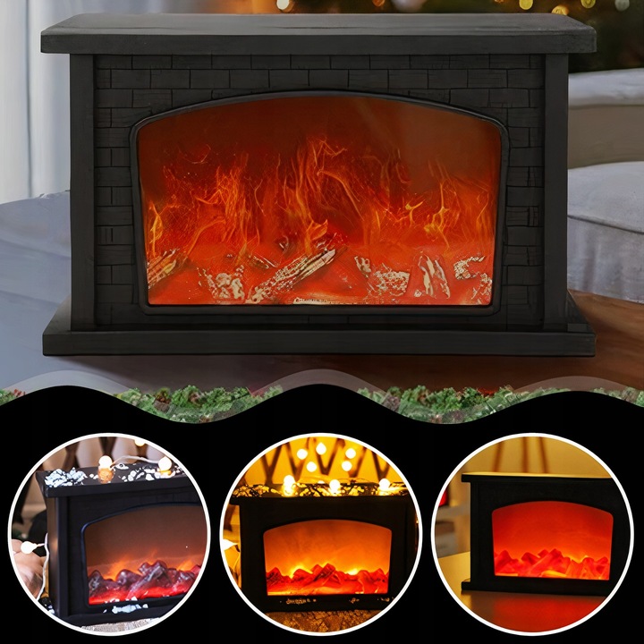 KOMINEK LED LAMPION Z OGNIEM RUCHOMY PŁOMIEŃ ELEKTRYCZNY DEKORACJA ŚWIĘTA