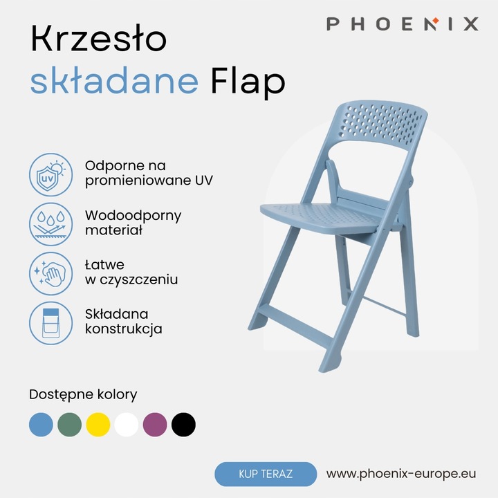 Phoenix Flap składane krzesło nowoczesny design PYTHON zielony