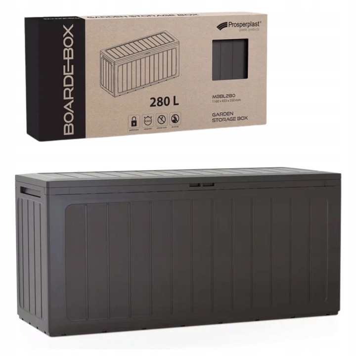 Skrzynia Ogrodowa 280L Brązowa Solidna Pojemna na Taras Balkonowa