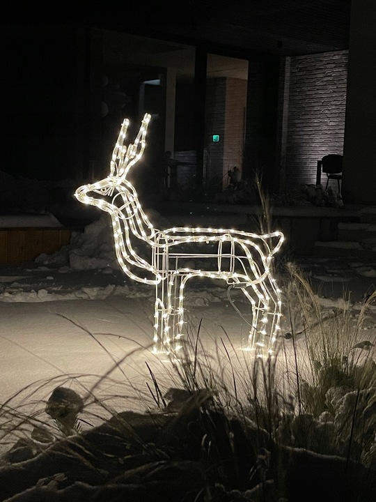 RENIFER ŚWIECĄCY LED DUŻY Z RUCHOMĄ GŁOWĄ BIAŁY CIEPŁY IP44 ZEWNĘTRZNY