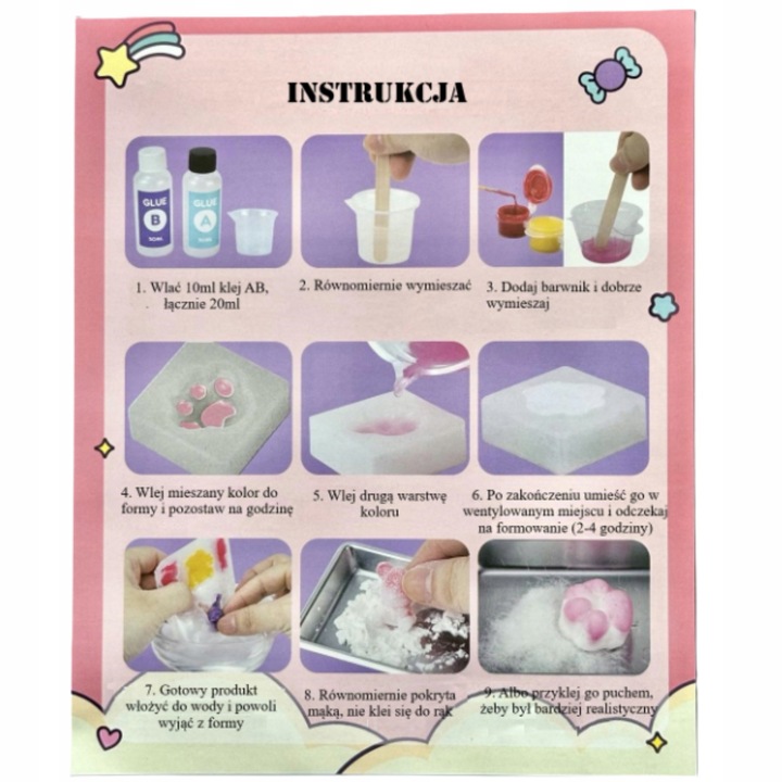 ZESTAW DO ROBIENIA GNIOTEK CUKIERNIA ANTYSTRESOWY SQUISHY DIY DLA DZIECI