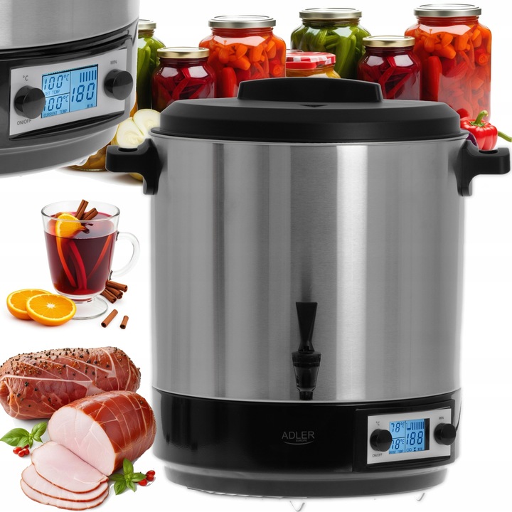 ELEKTRYCZNY GARNEK DO PASTERYZACJI PARZENIA WĘDLIN WARNIK PODGRZEWACZ LCD 2