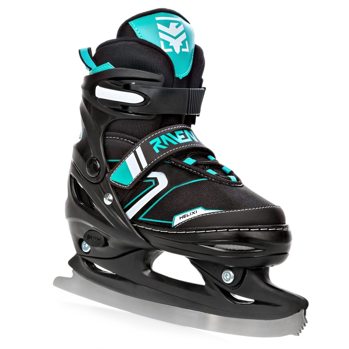 Rolki Łyżwy Wrotki 4w1 Regulowane RAVEN Helixi Black/Mint 30-33 Kółka LED