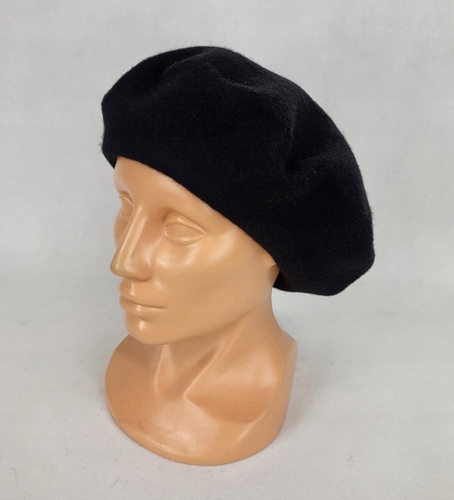 96 Klasyczny BERET FEZKO CZARNY rozm. 11,5 (duży)