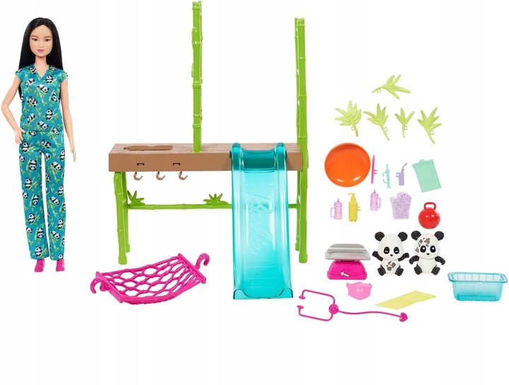 LALKA BARBIE WETERYNARZ ZESTAW OPIEKA NAD PANDAMI + AKCESORIA