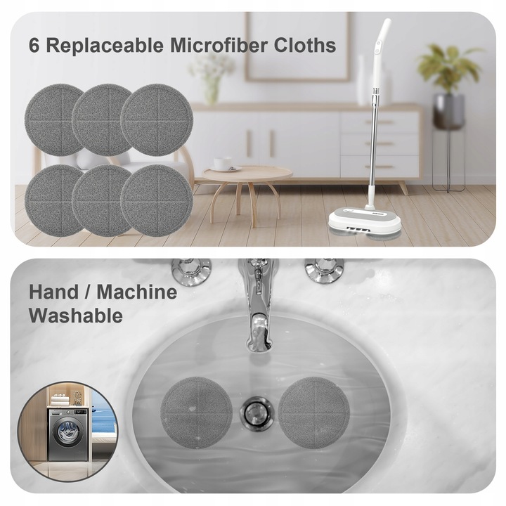 Akumulatorowy mop elektryczny 450ml Zestaw mopów obrotowych Myjka do okien