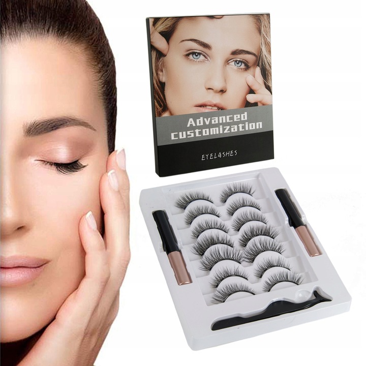 RZĘSY MAGNETYCZNE 7x DŁUGIE 2x EYELINER NATURALNE