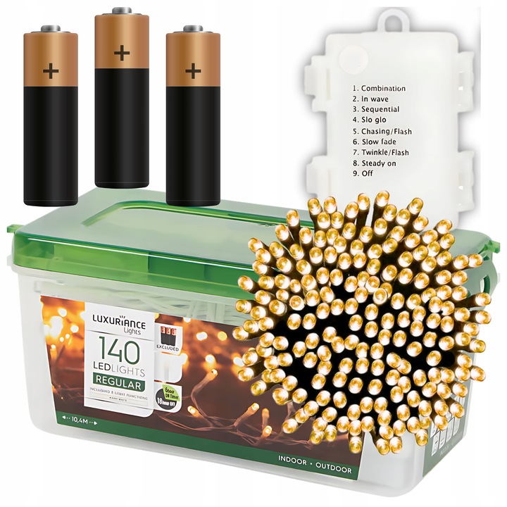 Lampki choinkowe NA BATERIE 140 LED 11m CIEPŁE oświetlenie świąteczne PRO