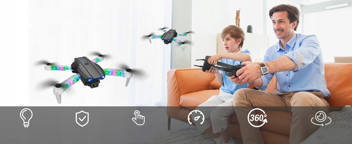 INTELLIGENT ZESTAW DRON Z 2 KAMERĄ WIFI LED JEDEN PRZYCISK STARTU/LĄDOWANIA