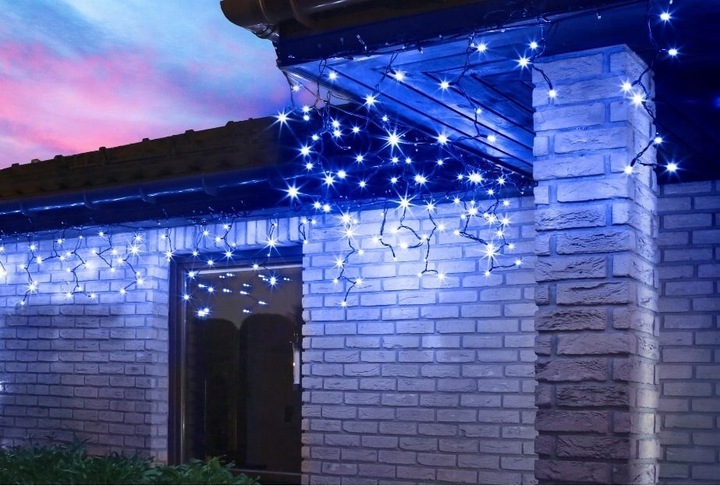 Girlanda 120 LED Niebieska led zewnętrzna zielony gruby kabel 8,7m IP44