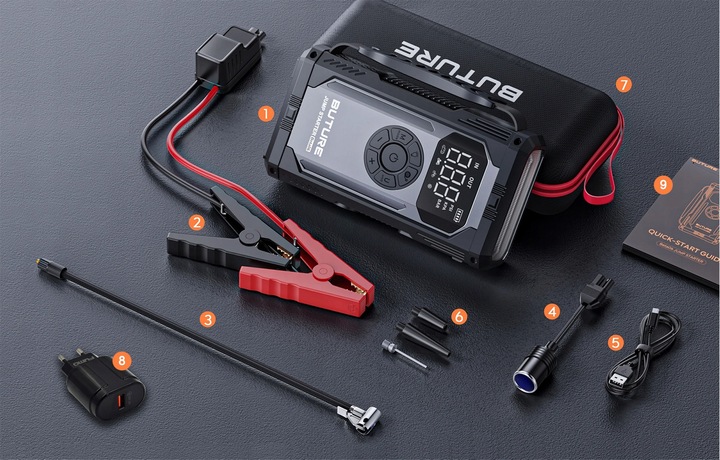 MOCNY ROZRUCH BOOSTER PRZENOŚNY POWERBANK ROZRUCHOWY Z KOMPRESOREM 4000A