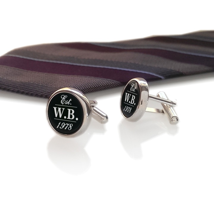 Spinki do mankietów z grawerem | Inicjały Urodziny