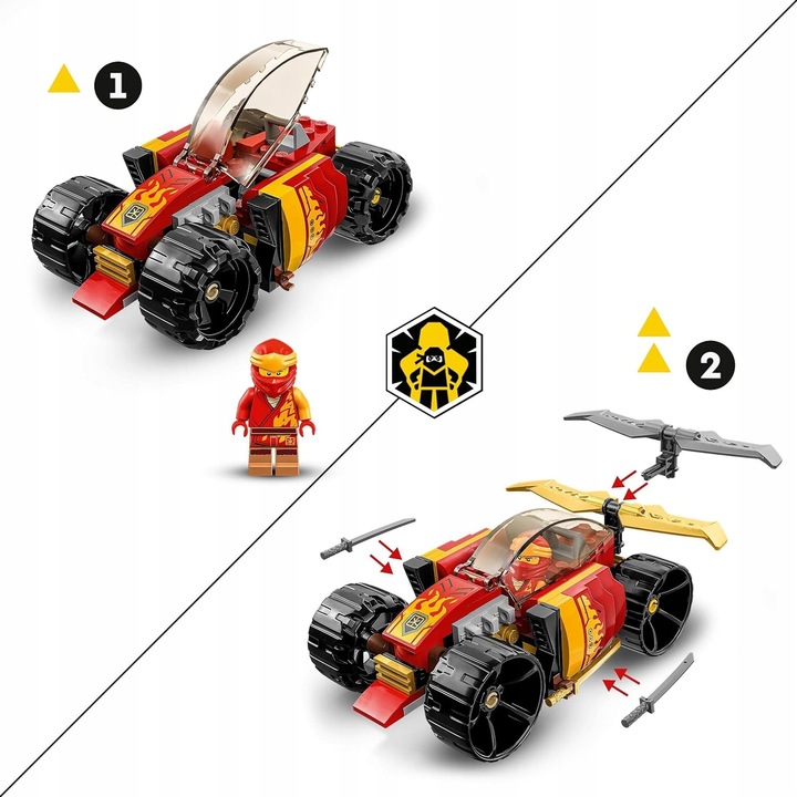LEGO Ninjago 71784 Odrzutowiec Jay'a EVO 71780 Samochód wyścigowy Kaia EVO