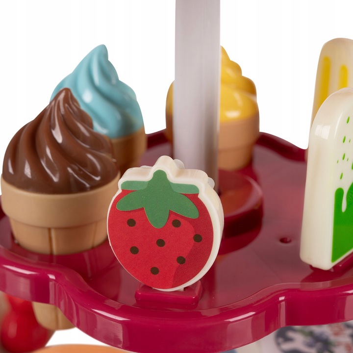 Cukiernia Lodziarnia Sklep Wózek na Kółkach Dźwięk Lody Zestaw + Akcesoria
