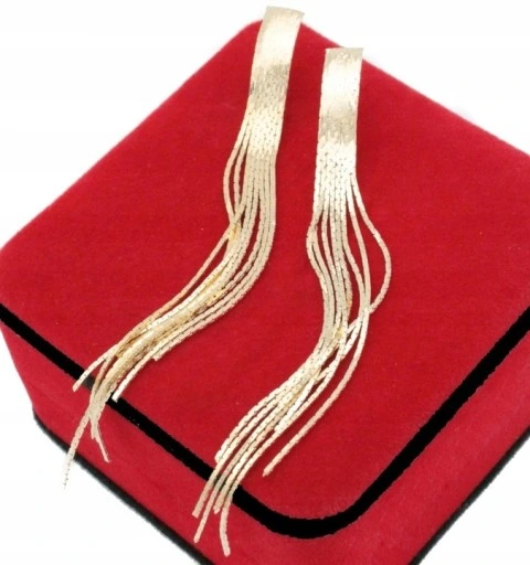 KOLCZYKI ZŁOTE DŁUGIE ŻMIJKI CHWOSTY 12 cm